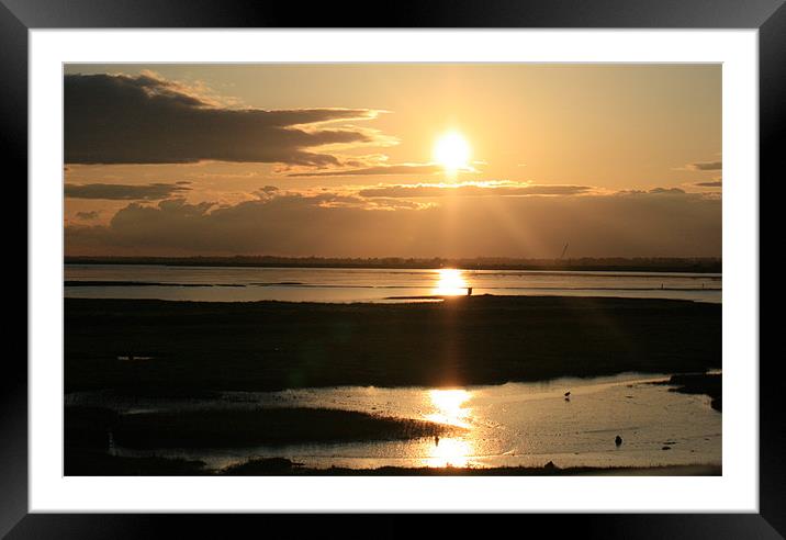 sunset over breydon water Framed Mounted Print by dennis brown