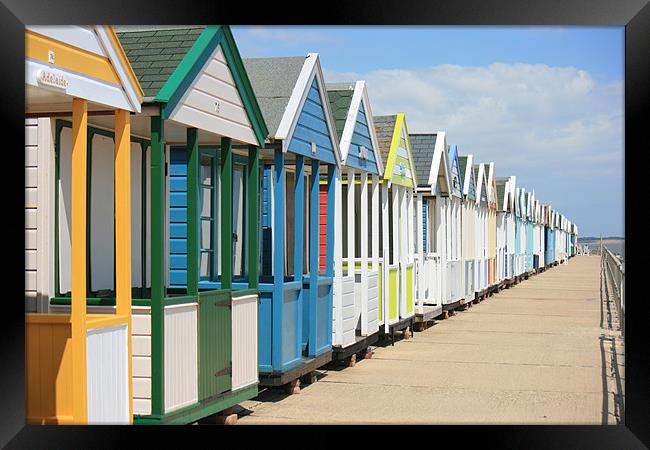 beach huts of Southwold Framed Print by dennis brown