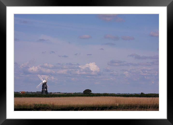 Berney Arms Windmill Framed Mounted Print by Linda Brown