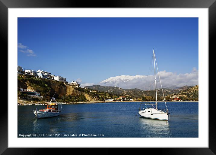 Warm harbour cold mountain Framed Mounted Print by Rod Ohlsson