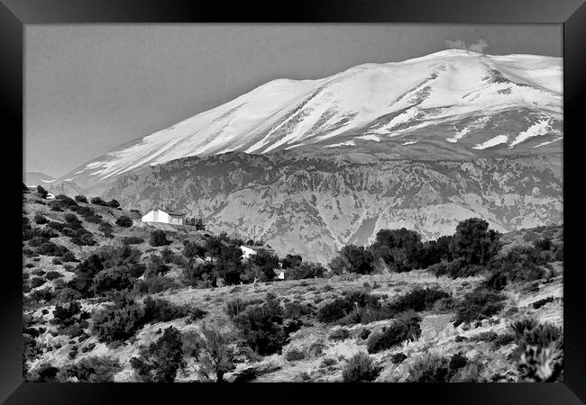 Cretan landscape 1bw Framed Print by Rod Ohlsson