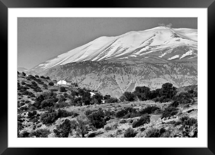 Cretan landscape 1bw Framed Mounted Print by Rod Ohlsson