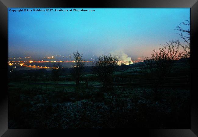 A Frosty Night Falls Over Ramsbottom Framed Print by Ade Robbins