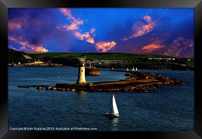 Leaving Plymouth Sound Framed Print by Ade Robbins