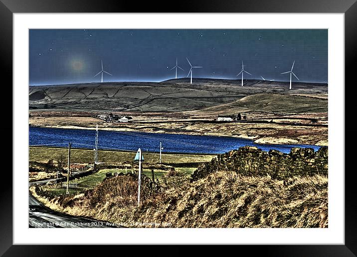 Across to the Windfarm Framed Mounted Print by Ade Robbins