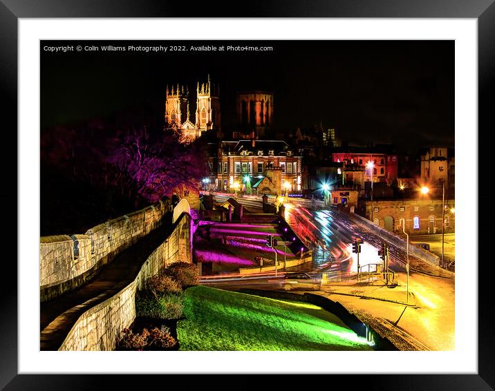 York Minster from The Roman Walls At Night Framed Mounted Print by Colin Williams Photography