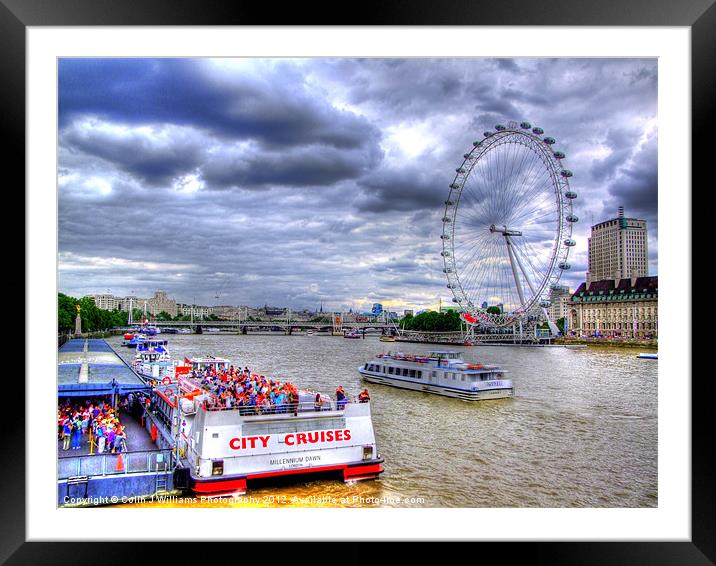 Tourists And The London Eye Framed Mounted Print by Colin Williams Photography