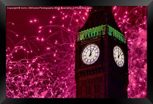 New Years Eve Fireworks London 2010 Framed Print by Colin Williams Photography