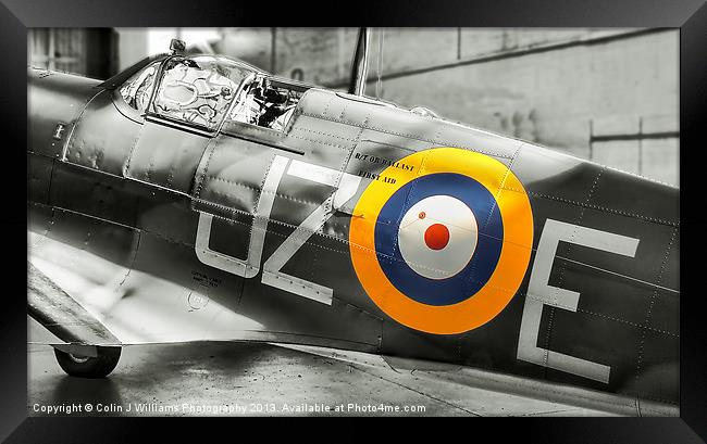 Sunlight On Spitfire - BW Framed Print by Colin Williams Photography