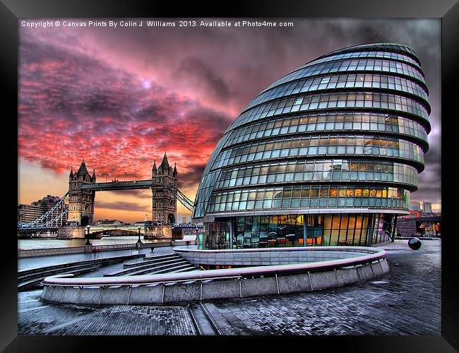 London Skyline - City Hall and Tower Bridge Framed Print by Colin Williams Photography