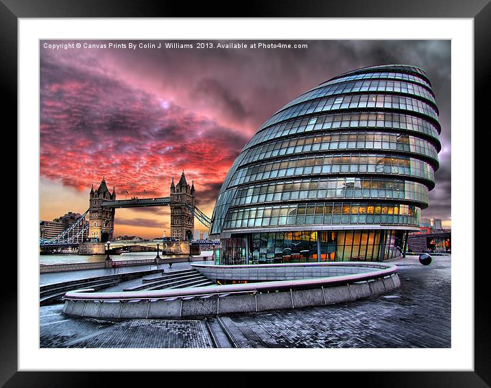 London Skyline - City Hall and Tower Bridge Framed Mounted Print by Colin Williams Photography