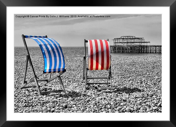 Red White And Blue - Brighton Beach Framed Mounted Print by Colin Williams Photography