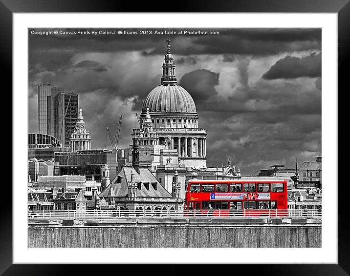 The Red Bus And Saint Pauls Cathederal london Framed Mounted Print by Colin Williams Photography