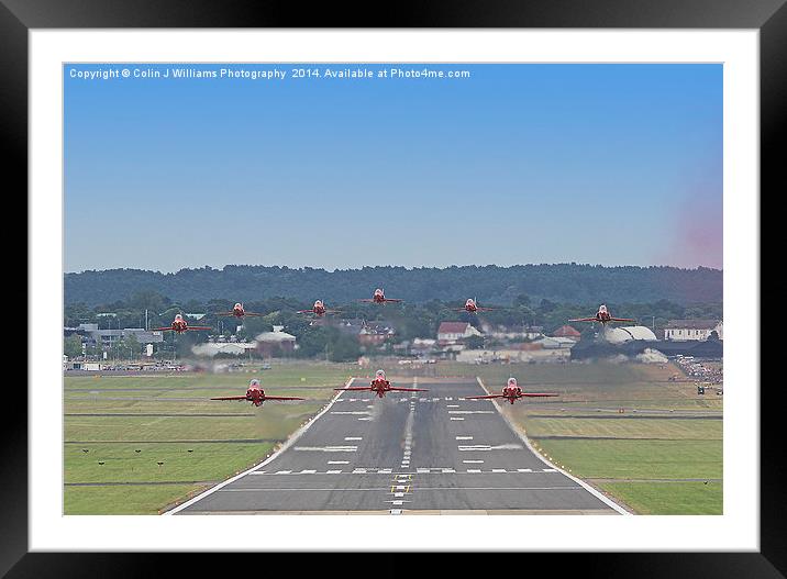  The Red Arrows Take Off - Farnborough Airshow  Framed Mounted Print by Colin Williams Photography
