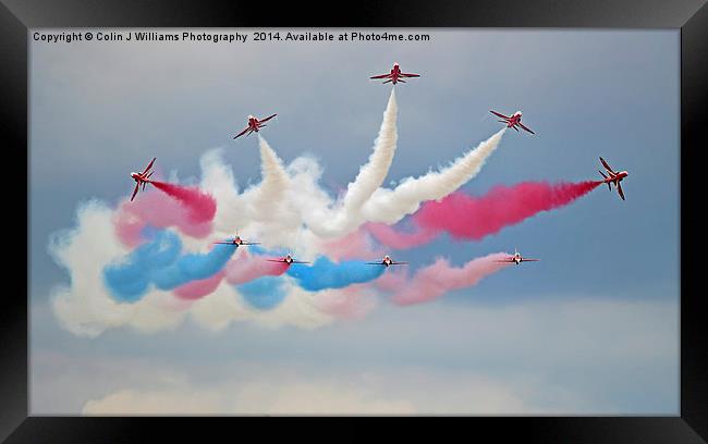  The Red Arrows - Break - Dunsfold 2014 Framed Print by Colin Williams Photography