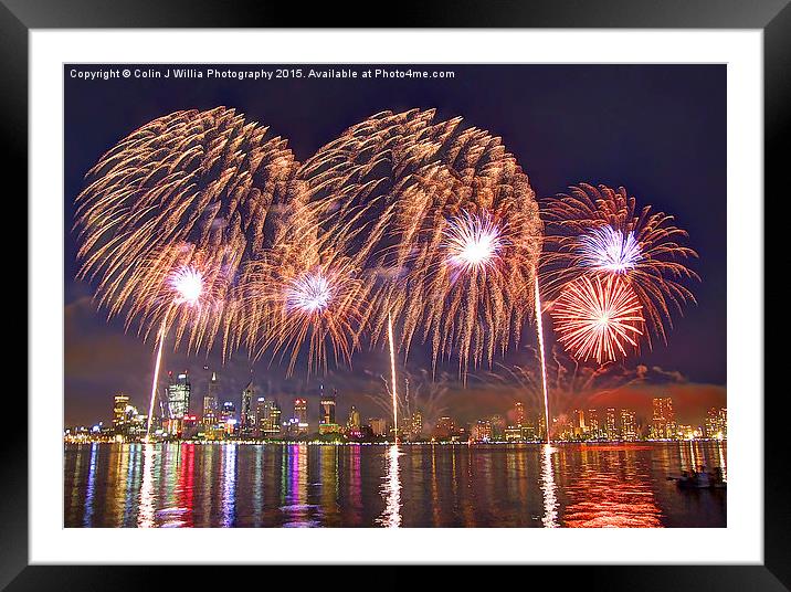  Perth WA Skyworks Australia day 2015 - 3 Framed Mounted Print by Colin Williams Photography