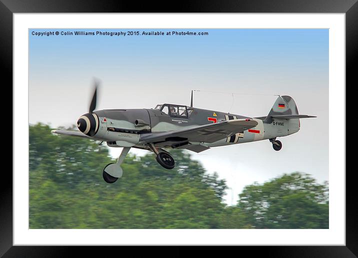  Messerschmitt bf 109g Red 7 Takes off Framed Mounted Print by Colin Williams Photography