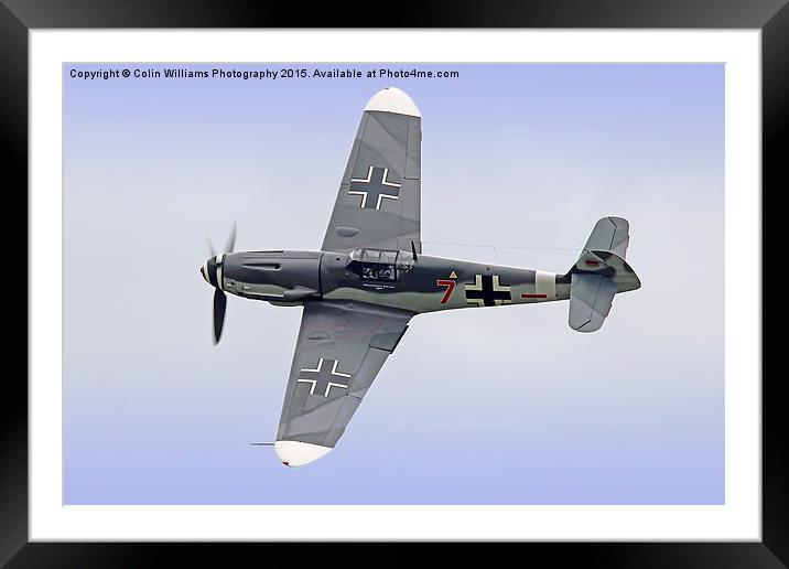   Messerschmitt bf 109g Red 7 Topside Pass Framed Mounted Print by Colin Williams Photography