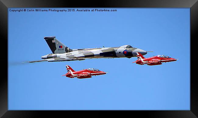  Final Vulcan flight with the red arrows 1 Framed Print by Colin Williams Photography