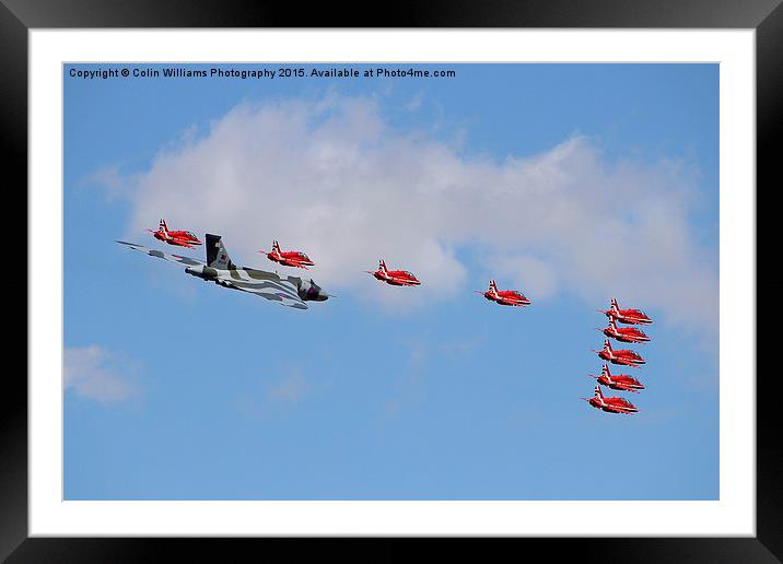   Final Vulcan flight with the red arrows 4 Framed Mounted Print by Colin Williams Photography