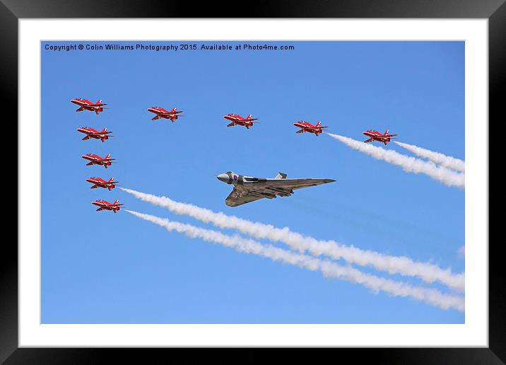   Final Vulcan flight with the red arrows 6 Framed Mounted Print by Colin Williams Photography
