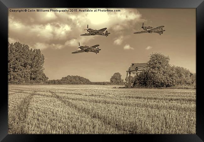   Hurricane And Spitfire 3 BW Framed Print by Colin Williams Photography