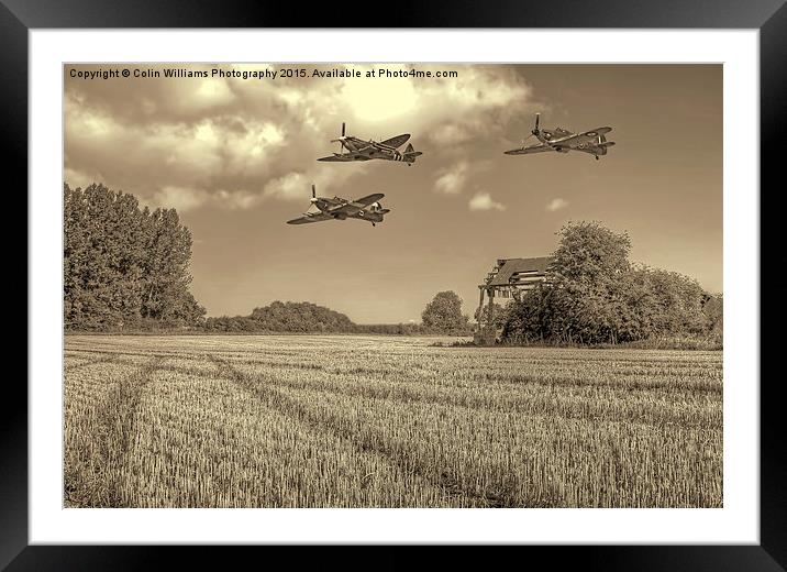  Hurricane And Spitfire 3 BW Framed Mounted Print by Colin Williams Photography