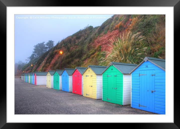 Beach huts in the Mist Framed Mounted Print by Colin Williams Photography