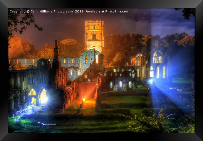 Fountains Abbey Yorkshire Floodlit - 2 Framed Print by Colin Williams Photography