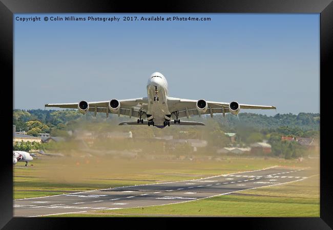  Airbus A380 Take off at Farnborough -1 Framed Print by Colin Williams Photography