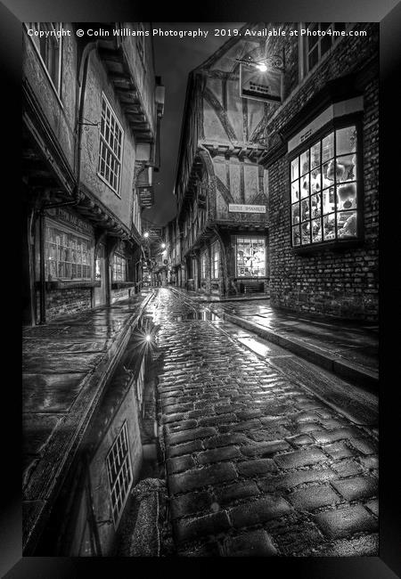 The Shambles At Night 3 BW Framed Print by Colin Williams Photography