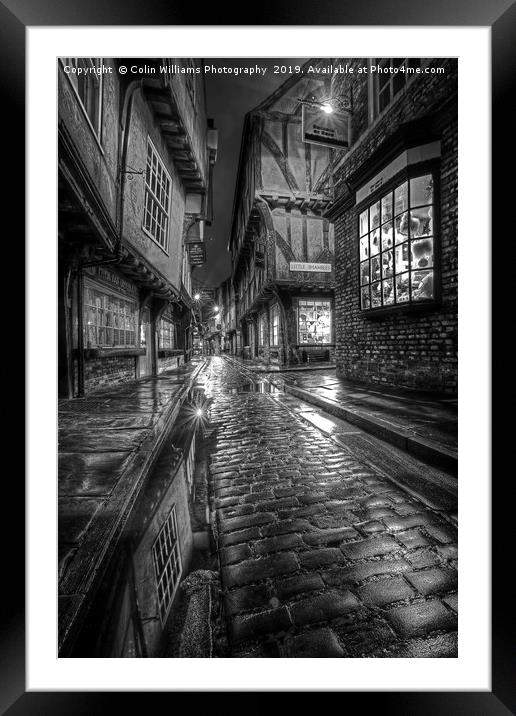 The Shambles At Night 3 BW Framed Mounted Print by Colin Williams Photography