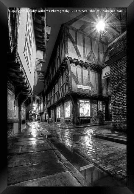 The Shambles At Night 5 BW Framed Print by Colin Williams Photography