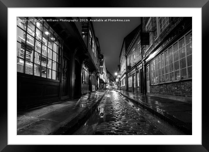 The Shambles At Night 6 BW Framed Mounted Print by Colin Williams Photography