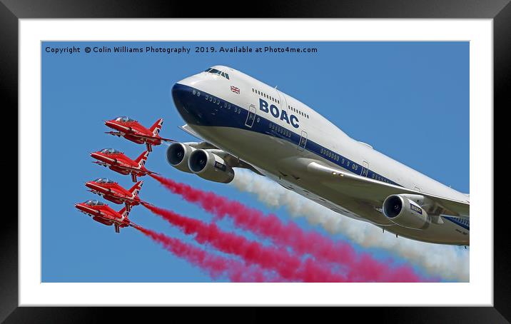 BOAC  747 with The Red Arrows Flypast - 4 Framed Mounted Print by Colin Williams Photography