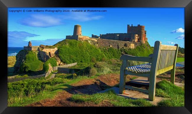 The Bench with a View Bamburgh Castle  Framed Print by Colin Williams Photography