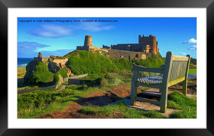 The Bench with a View Bamburgh Castle  Framed Mounted Print by Colin Williams Photography