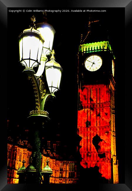 Big Ben with  Falling Poppies from Westminster Bri Framed Print by Colin Williams Photography