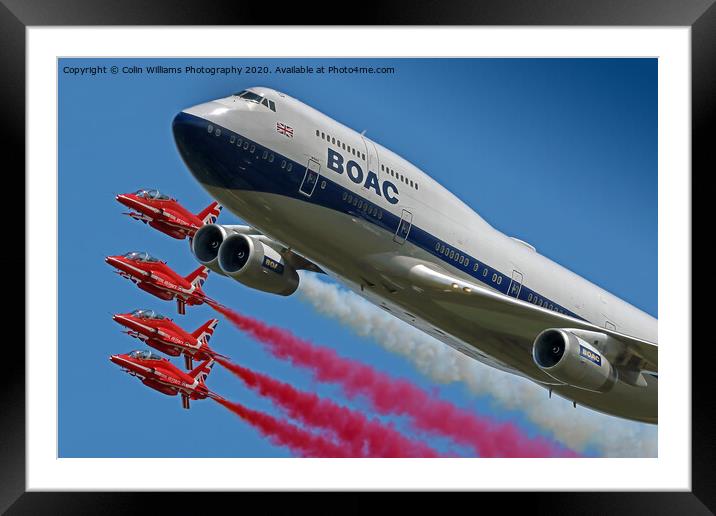 BOAC  747 with The Red Arrows Flypast - 3 Framed Mounted Print by Colin Williams Photography