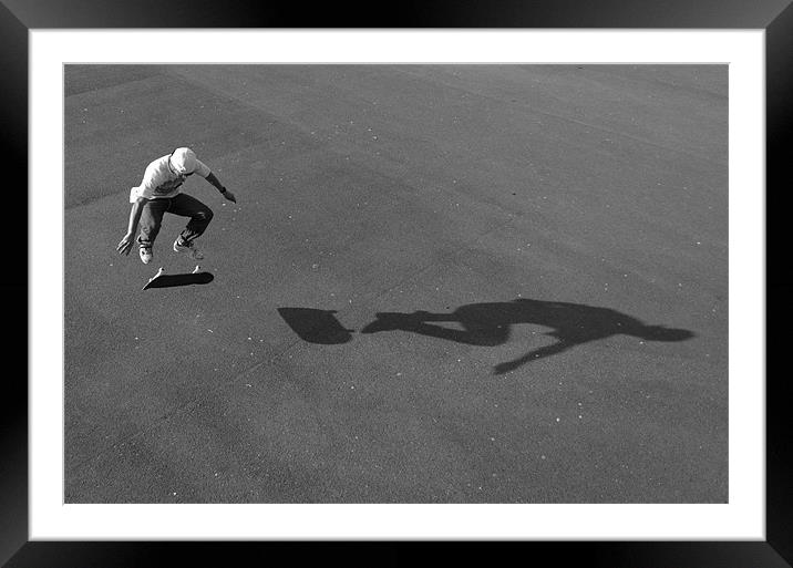 Kickflip Shadow Skateboarding Framed Mounted Print by Nathan Gathercole