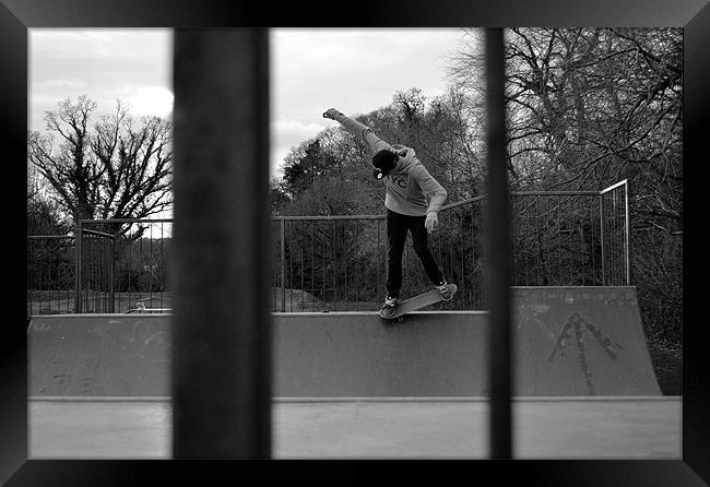 Nose Grind Mini Ramp Skateboarding Framed Print by Nathan Gathercole
