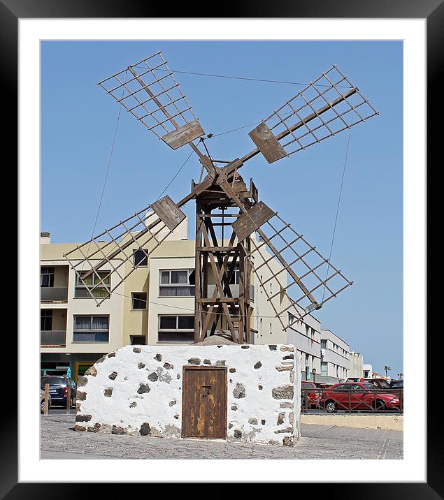 Windmill in Coralejo Fuerteventura Framed Mounted Print by Tony Murtagh