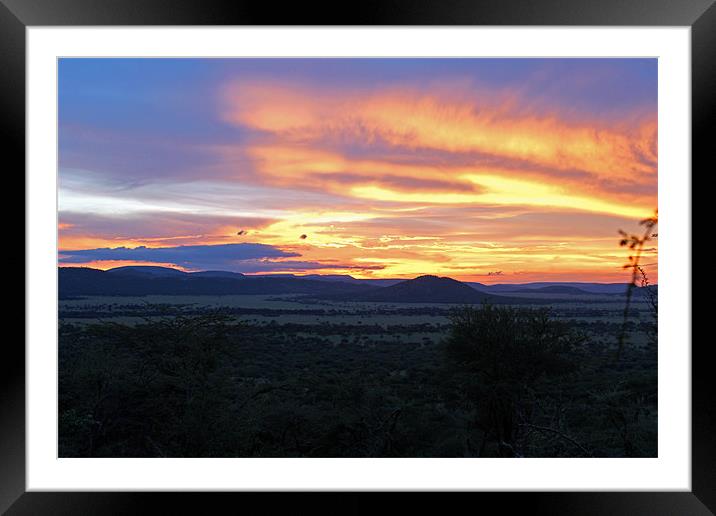 Sun setting over Serengeti Framed Mounted Print by Tony Murtagh