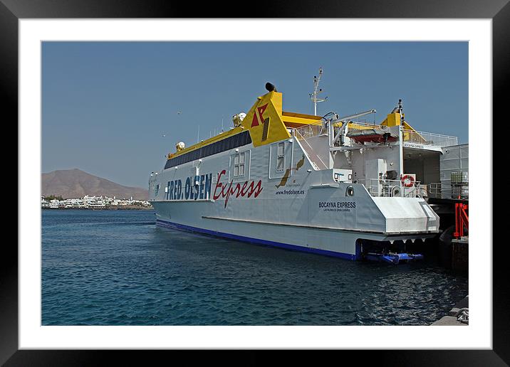 Ferry in Corralejo Harbour Framed Mounted Print by Tony Murtagh