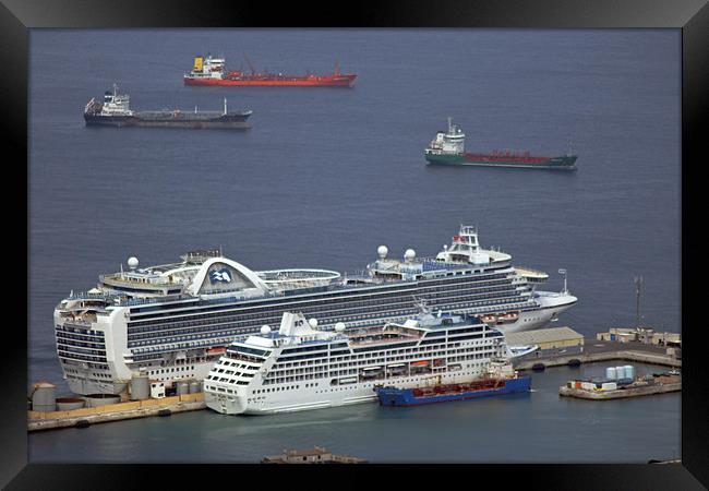 Cruise Ships at Gibraltar Framed Print by Tony Murtagh