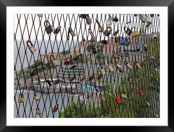 Dubrovnik Love Locks Framed Mounted Print by Tony Murtagh