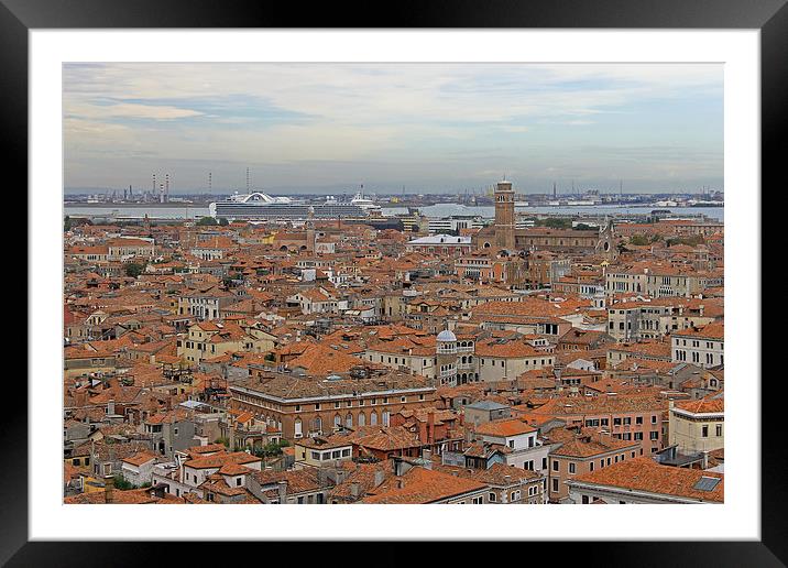 Cruise ship overlooking Venice Framed Mounted Print by Tony Murtagh