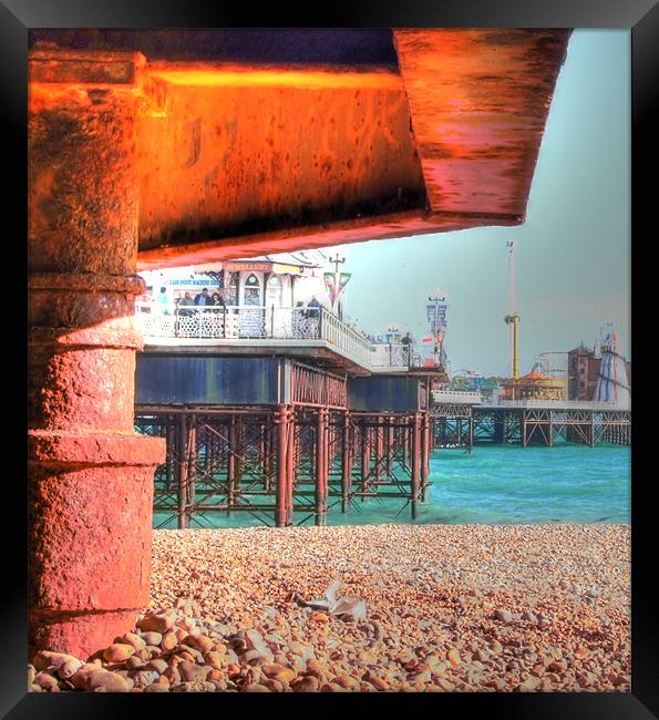 Brighton Pier from below Framed Print by Gillian Oprey