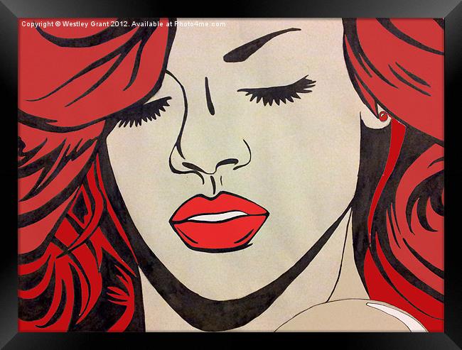 Rihanna Red Framed Print by Westley Grant