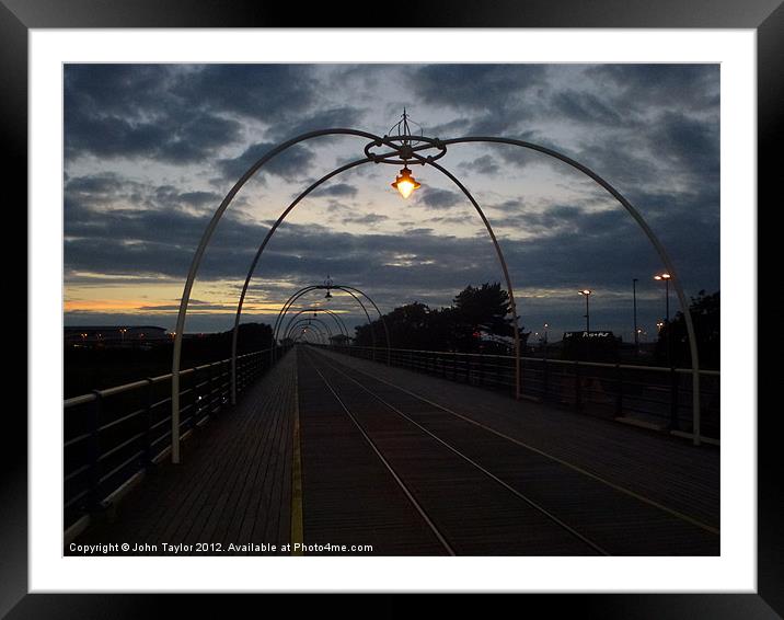Southport Pier at Night Framed Mounted Print by John Taylor